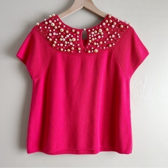 Anthropologie Moth‎ Brienne Pearl Holiday Sweater in Red, Size Medium - Picture 9 of 14